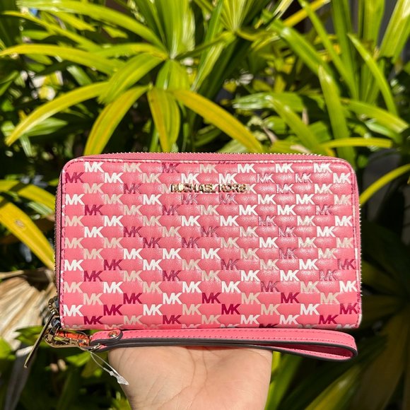 Michael Kors Jet Set Travel Multifunction Phone Wallet MK Tea Rose Multi - Picture 1 of 12
